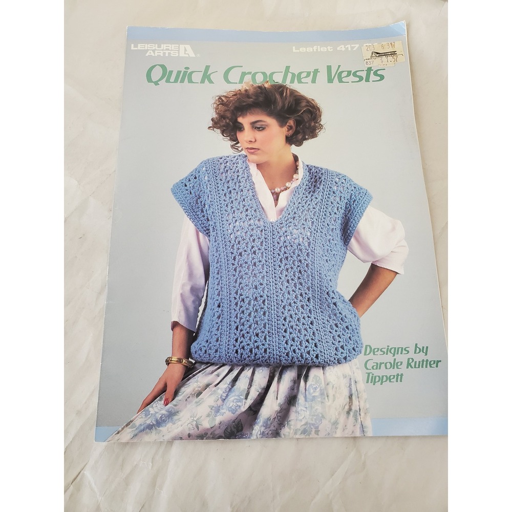 Leisure‎ Arts Leaflet 417 Quick Crochet Vests Pattern Carole Rutter Tippett 1986